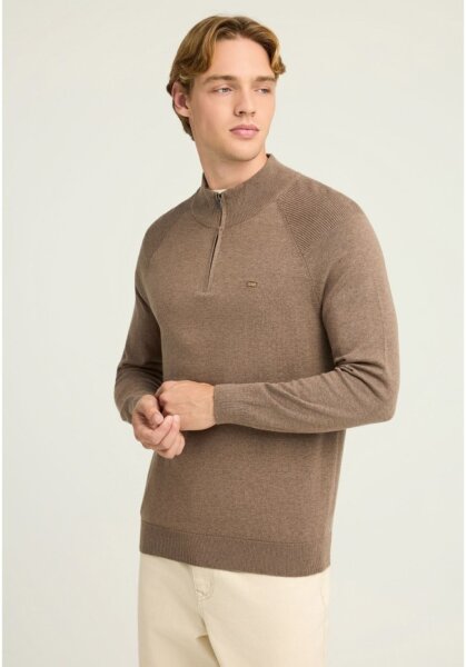 FUNKY BUDDHA ΠΛΕΚΤΟ ΑΝΔΡΙΚΟ HALF ZIP ΜΠΕΖ FBM012-003-09 REGULAR FIT