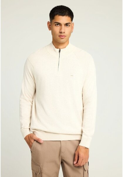 FUNKY BUDDHA ΠΛΕΚΤΟ ΑΝΔΡΙΚΟ HALF ZIP IVORY MEL FBM012-003-09 REGULAR FIT
