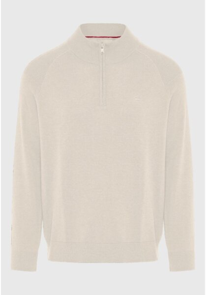 FUNKY BUDDHA ΠΛΕΚΤΟ ΑΝΔΡΙΚΟ HALF ZIP IVORY MEL FBM012-003-09 REGULAR FIT
