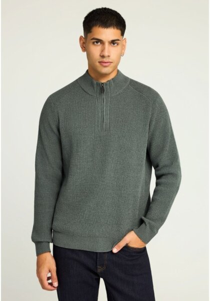 FUNKY BUDDHA ΠΛΕΚΤΟ HALF ZIP ΑΝΤΡΙΚΟ ΧΑΚΙ FBM012-052-09 REGULAR FIT