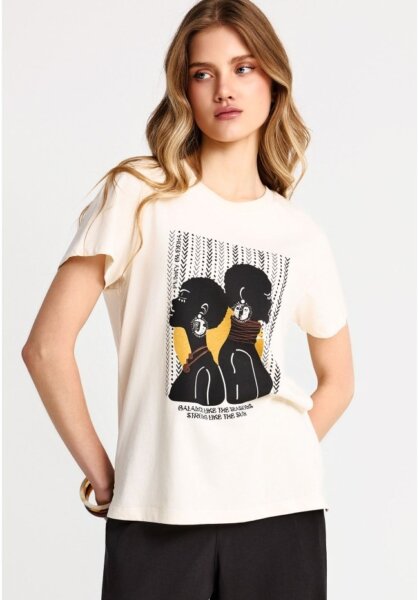 FUNKY BUDDHA T-SHIRT ΓΥΝΑΙΚΕΙΟ ΕΚΡΟΥ FBL013-122-04 REGULAR FIT