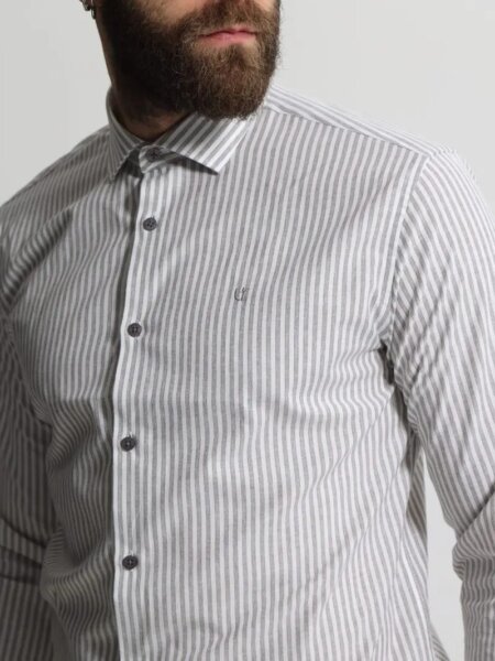 TRESOR ΠΟΥΚΑΜΙΣΟ ΑΝΔΡΙΚΟ ΡΙΓΕ ΓΚΡΙ 33-8177 BILBAO  REGULAR FIT