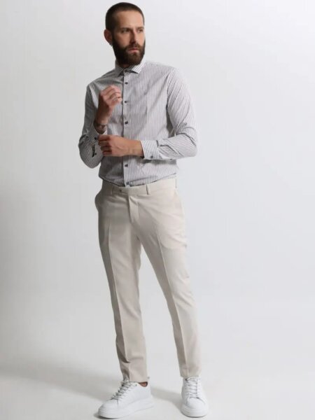 TRESOR ΠΟΥΚΑΜΙΣΟ ΑΝΔΡΙΚΟ ΡΙΓΕ ΓΚΡΙ 33-8177 BILBAO  REGULAR FIT