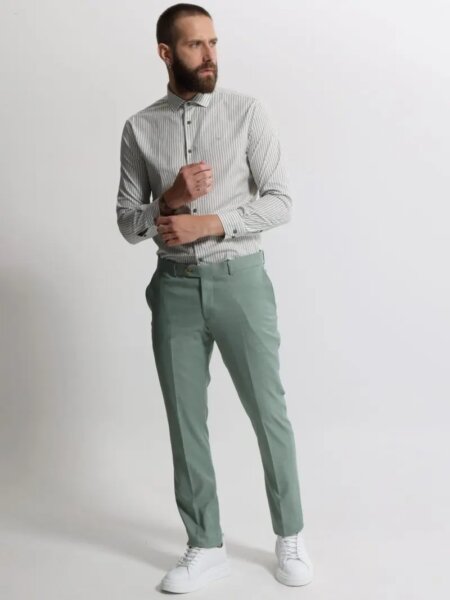 TRESOR ΠΟΥΚΑΜΙΣΟ ΑΝΔΡΙΚΟ ΡΙΓΕ ΠΡΑΣΙΝΟ 33-8177 BILBAO  REGULAR FIT