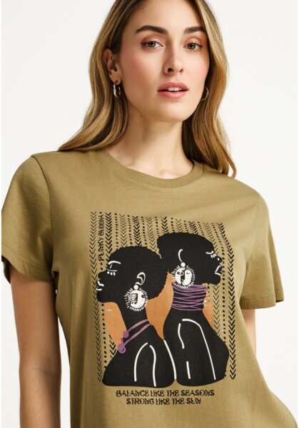 FUNKY BUDDHA T-SHIRT ΓΥΝΑΙΚΕΙΟ ΧΑΚΙ FBL013-122-04 REGULAR FIT