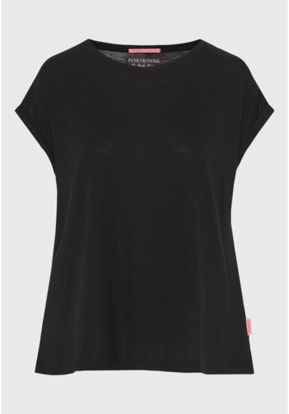 FUNKY BUDDHA T-SHIRT ΓΥΝΑΙΚΕΙO ΜΑΥΡΟ FBL013-114-05 REGULAR FIT