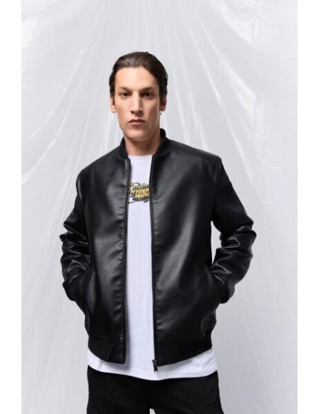 BISTON JACKET ΤΕΧΝΟΔΕΡΜΑ ΑΝΤΡΙΚΟ ΜΑΥΡΟ 53-201-007 REGULAR FIT