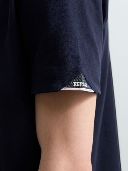 REPLAY POLO ΑΝΔΡΙΚΟ ΜΠΛΕ ΣΚΟΥΡΟ M3431.000.21868.970 REGULAR FIT