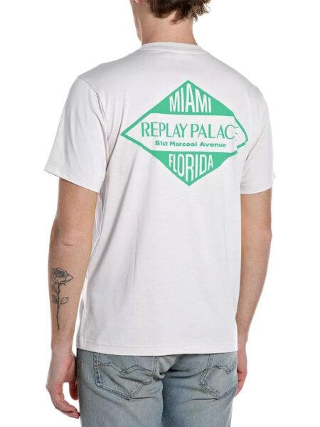 REPLAY T-SHIRT ΑΝΔΡΙΚΟ ΤΥΠΩΜΑ ΠΛΑΤΗ ΛΕΥΚΟ M3344.000.2660.011 REGULAR FIT