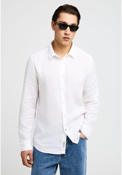 FUNKY BUDDHA ΠΟΥΚΑΜΙΣΟ ΛΙΝΟ ΑΝΔΡΙΚΟ ΛΕΥΚΟ FBM013-001-05 REGULAR FIT