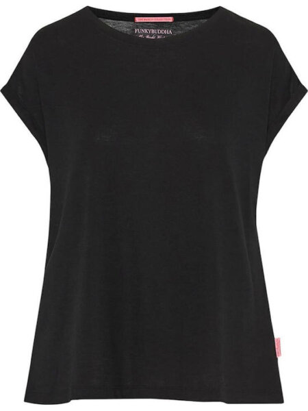 FUNKY BUDDHA T-SHIRT ΓΥΝΑΙΚΕΙΟ ΜΑΥΡΟ FBL013-114-04 REGULAR FIT