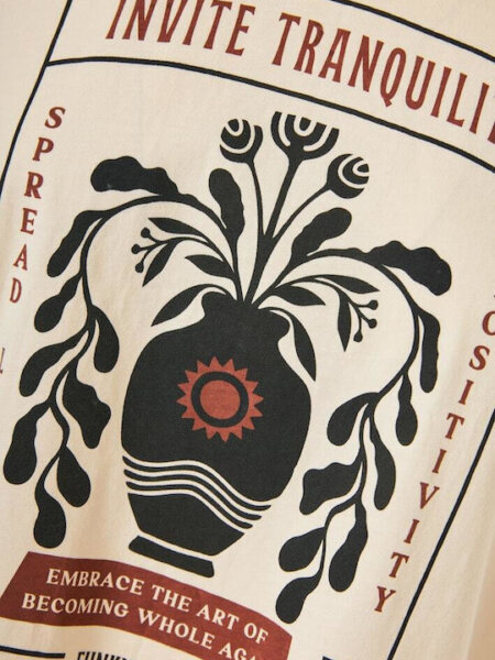 FUNKY BUDDHA ΓΥΝΑΙΚΕΙΟ T-SHIRT ΕΚΡΟΥ FBL013-121-04 LOOSE FIT