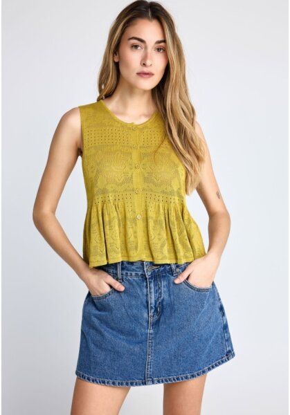 FUNKY BUDDHA ΑΜΑΝΙΚΟ ΓΥΝΑΙΚΕΙΟ CROCHET TOP LEMONGRASS FBL013-132-17 REGULAR FIT