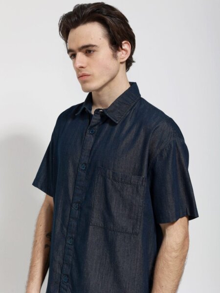 TRESOR ΠΟΥΚΑΜΙΣΟ DENIM ΑΝΤΡΙΚΟ ΚΟΝΤΟΜΑΝΙΚΟ ΜΠΛΕ ΣΚΟΥΡΟ 2396-SILVIO REGULAR FIT