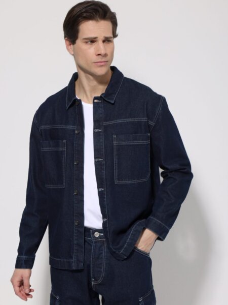 TRESOR ΠΟΥΚΑΜΙΣΟ DENIM ΑΝΔΡΙΚΟ ΜΠΛΕ ΣΚΟΥΡΟ 2312-1 REGULAR FIT