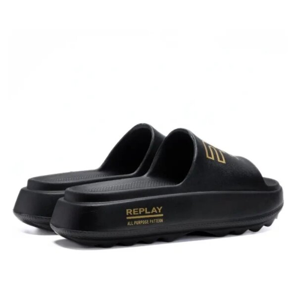 REPLAY SLIDES ΓΥΝΑΙΚΕΙΑ ΜΑΥΡΟ BRIXY PRINT GWF60.000.C0001S-2437 BLACK PLATINO