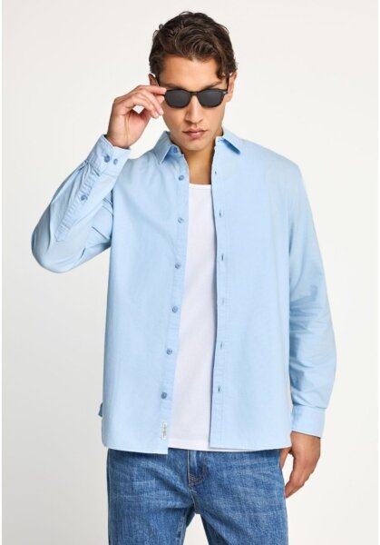 FUNKY BUDDHA ΠΟΥΚΑΜΙΣΟ OXFORD ΑΝΤΡΙΚΟ ΓΑΛΑΖΙΟ-LT BLUE FBM013-051-05 REGULAR FIT