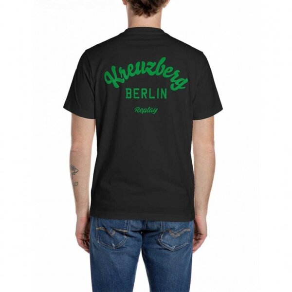 REPLAY T-SHIRT ΑΝΔΡΙΚΟ ΤΥΠΩΜΑ ΠΛΑΤΗ ΜΑΥΡΟ M3536.000.23608P.098 REGULAR FIT