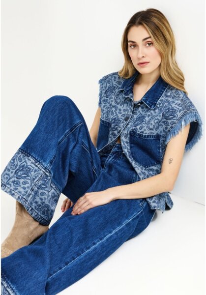 FUNKY BUDDHA ΠΟΥΚΑΜΙΣΟ DENIM ΑΜΑΝΙΚΟ ΓΥΝΑΙΚΕΙΟ MD BLUE FBL013-162-01 REGULAR FIT