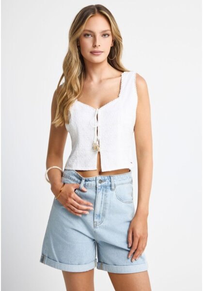 FUNKY BUDDHA CROP TOP ΓΥΝΑΙΚΕΙΟ ΛΕΥΚΟ FBL013-126-17 REGULAR FIT