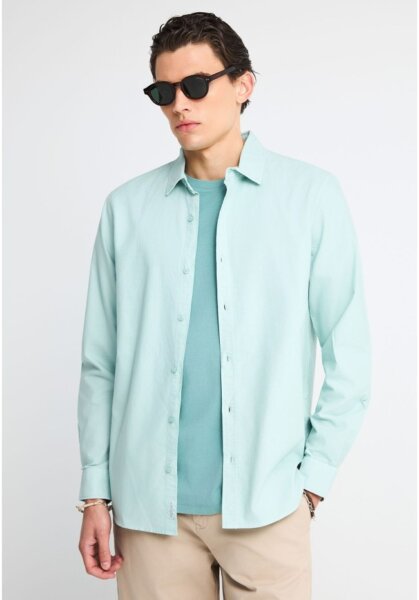 FUNKY BUDDHA ΠΟΥΚΑΜΙΣΟ OXFORD ΑΝΤΡΙΚΟ ΜΕΝΤΑ-CLOUD BLUE FBM013-051-05 REGULAR FIT