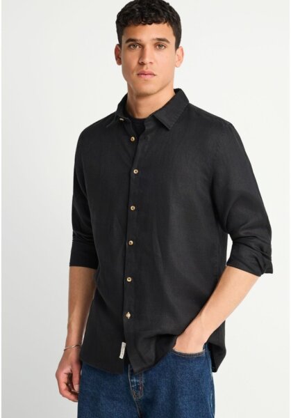 FUNKY BUDDHA ΠΟΥΚΑΜΙΣΟ ΛΙΝΟ ΑΝΔΡΙΚΟ ΜΑΥΡΟ FBM013-001-05 REGULAR FIT