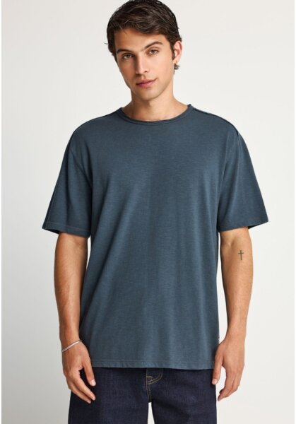 FUNKY BUDDHA T-SHIRT ΦΛΑΜΑ ΑΝΔΡΙΚΟ ΓΚΡΙ ΣΚΟΥΡΟ FBM013-309-04 RELAXED FIT