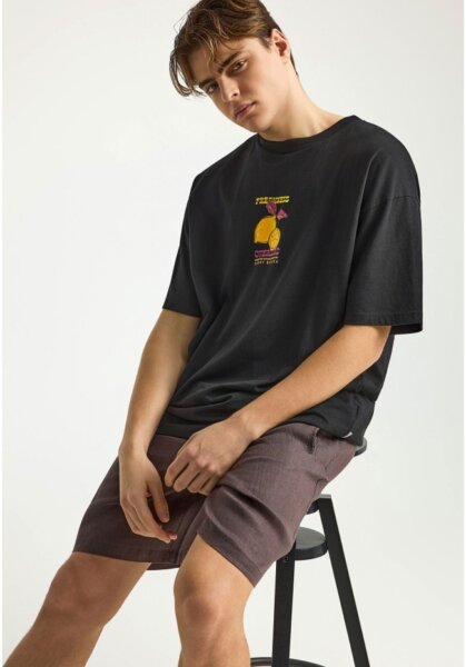 FUNKY BUDDHA T-SHIRT ΑΝΔΡΙΚΟ ΜΑΥΡΟ FBM013-081-04 OVERSIZE FIT