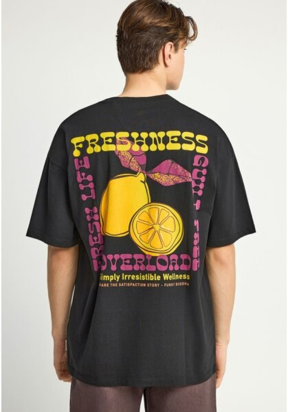FUNKY BUDDHA T-SHIRT ΑΝΔΡΙΚΟ ΜΑΥΡΟ ΤΥΠΩΜΑ ΠΛΑΤΗ FBM013-081-04 OVERSIZE FIT