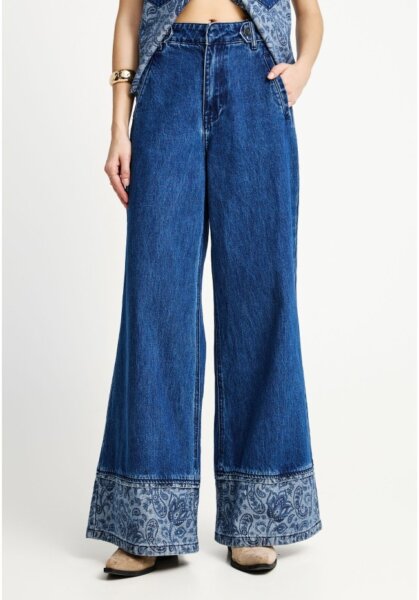FUNKY BUDDHA JEAN ΓΥΝΑΙΚΕΙΟ MD BLUE FBL013-165-02 WIDE LEG