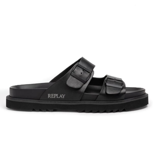 REPLAY ΣΑΝΔΑΛΙ ΔΕΡΜΑ ΑΝΔΡΙΚΟ ΜΑΥΡΟ HALLAN TUMBLE GMF5Z.000.C0007S.0003-BLACK