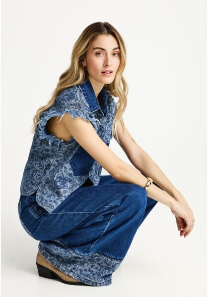 FUNKY BUDDHA ΠΟΥΚΑΜΙΣΟ DENIM ΑΜΑΝΙΚΟ ΓΥΝΑΙΚΕΙΟ MD BLUE FBL013-162-01 REGULAR FIT