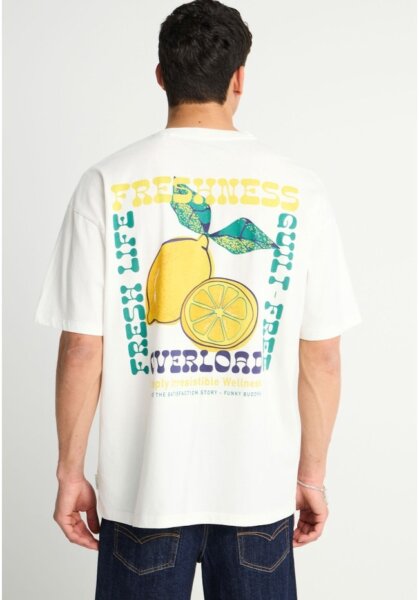 FUNKY BUDDHA T-SHIRT ΑΝΔΡΙΚΟ ΛΕΥΚΟ ΤΥΠΩΜΑ ΠΛΑΤΗ FBM013-081-04 OVERSIZE FIT