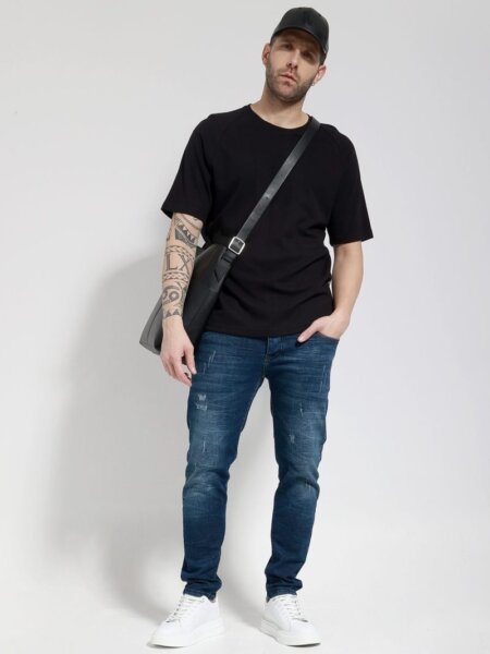 TRESOR T-SHIRT ΑΝΔΡΙΚΟ WAFFLE EFFECT ΜΑΥΡΟ LEVI-207116 REGULAR FIT