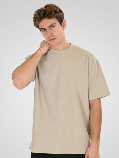 DOUBLE T-SHIRT ΑΝΔΡΙΚΟ WAFFLE EFFECT ΜΠΕΖ-STONE BEIGE 261TS-9151 REGULAR FIT