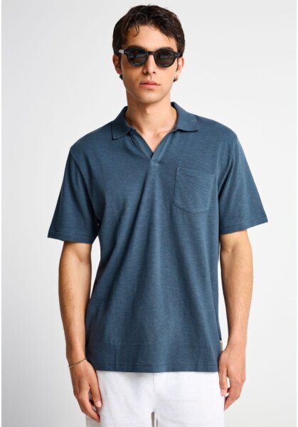 FUNKY BUDDHA POLO ΦΛΑΜΑ ΑΝΔΡΙΚΟ ΓΚΡΙ ΣΚΟΥΡΟ FBM013-013-11 RELAXED FIT