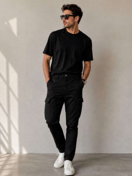 BLUE CRAFT ΠΑΝΤΕΛΟΝΙ CARGO ΑΝΔΡΙΚΟ ΜΑΥΡΟ BOWIE125 SLIM FIT