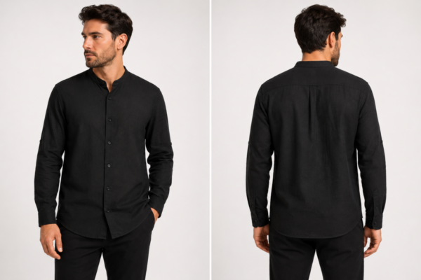 TRESOR ΠΟΥΚΑΜΙΣΟ ΑΝΔΡΙΚΟ ΛΙΝΟ ΜΑΥΡΟ 33-6118 SLIM FIT