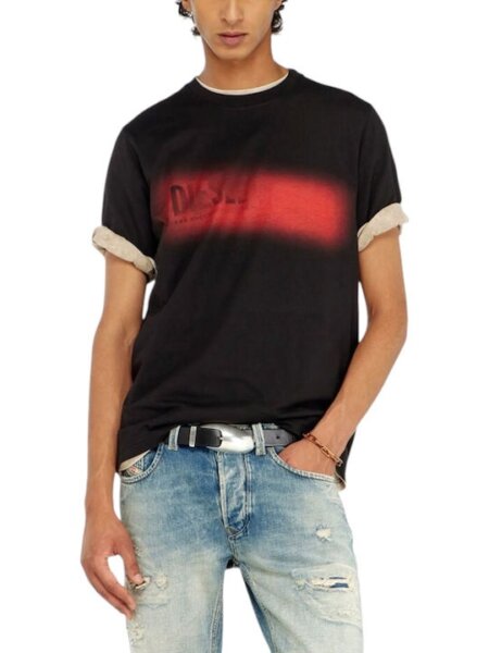 DIESEL T-SHIRT ΑΝΔΡΙΚΟ ΜΑΥΡΟ A25121-0QIAM-9XX T-ADJUST-AA5 REGULAR FIT