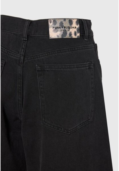 FUNKY BUDDHA JEAN ΓΥΝΑΙΚΕΙΟ BALLOON ΜΑΥΡΟ STRASS FBL014-170-02 WIDE LEG FIT