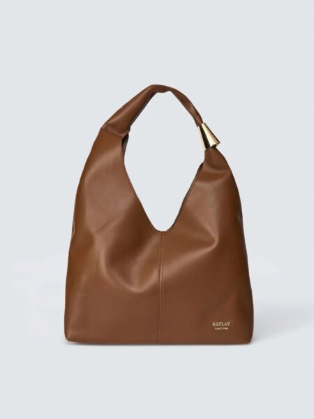 REPLAY LARGE HOBO BAG WITH METAL APPLIQUÉ ΚΑΦΕ FW01AE.000.A7243S.C06G