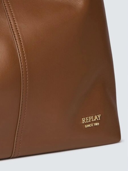 REPLAY LARGE HOBO BAG WITH METAL APPLIQUÉ ΚΑΦΕ FW01AE.000.A7243S.C06G