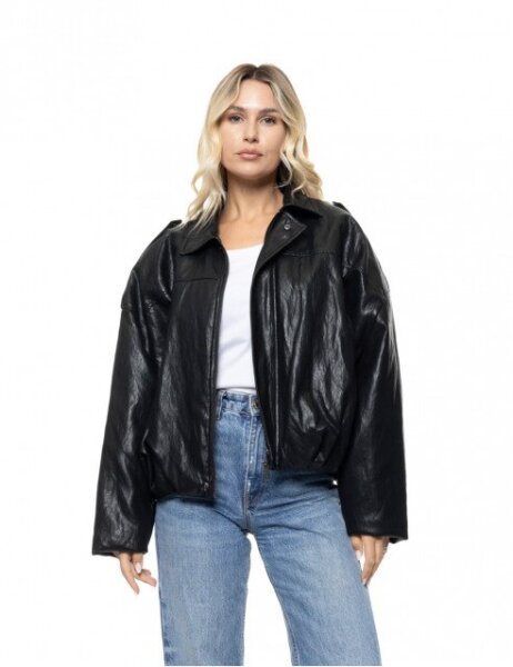 BISTON JACKET ΔΕΡΜΑΤΙΝΟ ΓΥΝΑΙΚΕΙΟ ΜΑΥΡΟ 56-101-041 REGULAR FIT