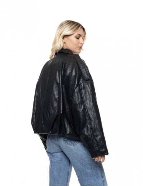BISTON JACKET ΔΕΡΜΑΤΙΝΟ ΓΥΝΑΙΚΕΙΟ ΜΑΥΡΟ 56-101-041 REGULAR FIT