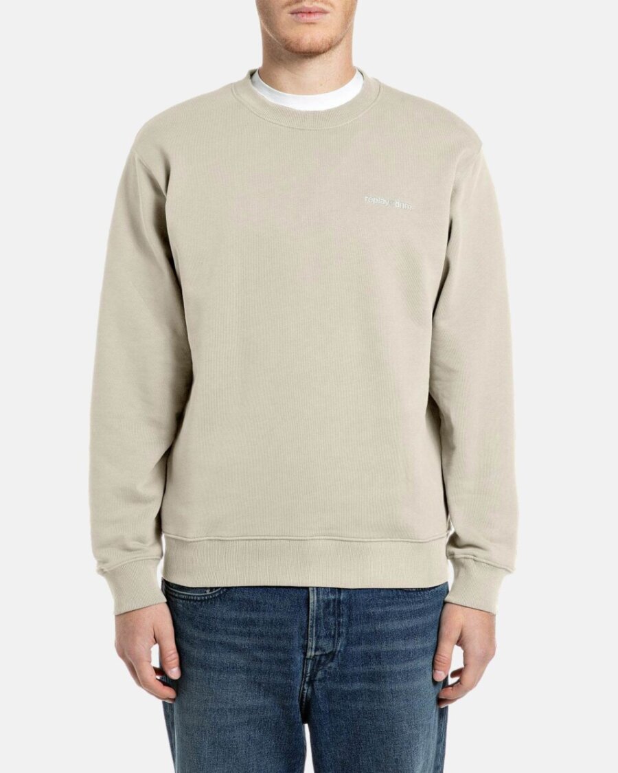 M13LR.000.7242OW-Sweatshirt-C00V-Pelican-Replay M13LR.000.7242OW-Sweatshirt-C00V-Pelican-Replay