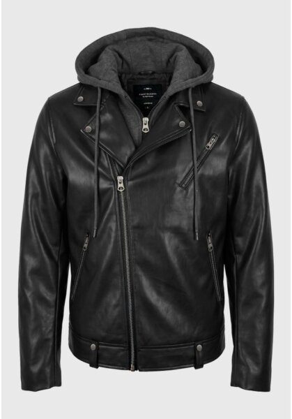 FUNKY BUDDHA JACKET BIKER ΔΕΡΜΑ ΑΝΤΡΙΚΟ ΜΑΥΡΟ FBM014-066-01 REGULAR SLIM FIT