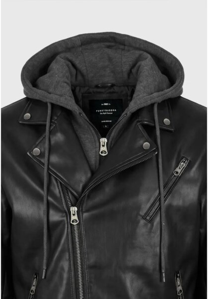 FUNKY BUDDHA JACKET BIKER ΔΕΡΜΑ ΑΝΤΡΙΚΟ ΜΑΥΡΟ FBM014-066-01 REGULAR SLIM FIT