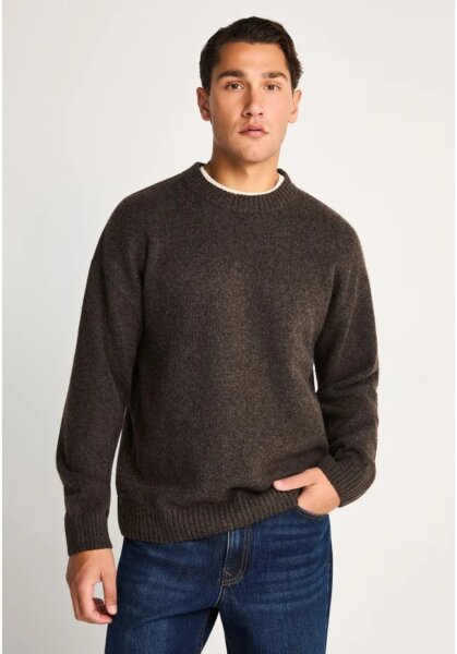 FUNKY BUDDHA ΠΟΥΛΟΒΕΡ WOOL BLEND ΑΝΤΡΙΚΟ ΚΑΦΕ-BROWN MEL FBM014-048-09 REGULAR FIT