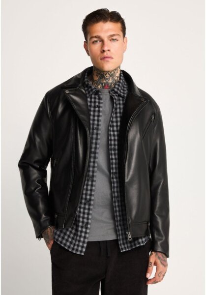 FUNKY BUDDHA JACKET BIKER ΔΕΡΜΑ ΑΝΤΡΙΚΟ ΜΑΥΡΟ FBM014-066-01 REGULAR SLIM FIT